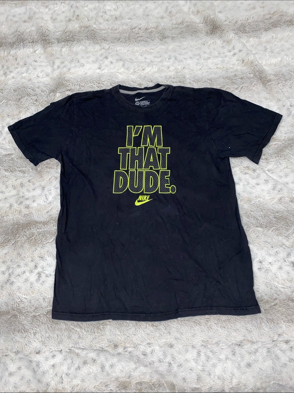 Nike Black Short-Sleeve Tee with Neon Yellow Graphic